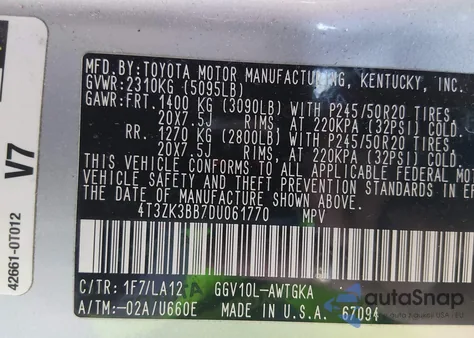 2013 Toyota Venza Xle V6 from USA, damaged, VIN 4T3ZK3BB7DU061770